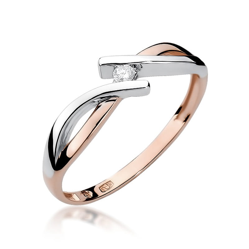 Pierścionek Diament 0,04ct różowe złoto 1 Pierścionek W191 Diament 0
