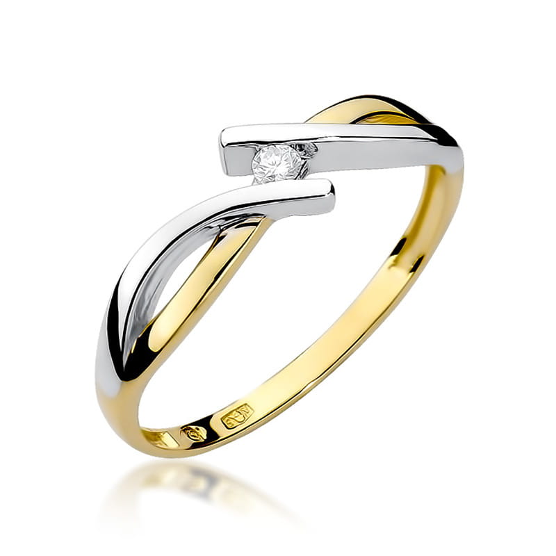 Pierścionek Diament 0,04ct żółte złoto 1 Pierścionek W191 Diament 0