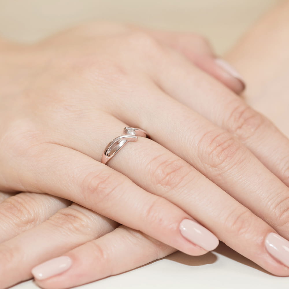 Pierścionek Diament 0,08ct różowe złoto 4 Pierścionek Diament 0,08ct różowe złoto - obrazek 4
