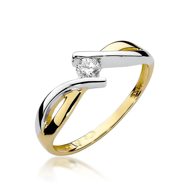 Pierścionek Diament 0,08ct żółte złoto 1 Pierścionek W191B Diament 0