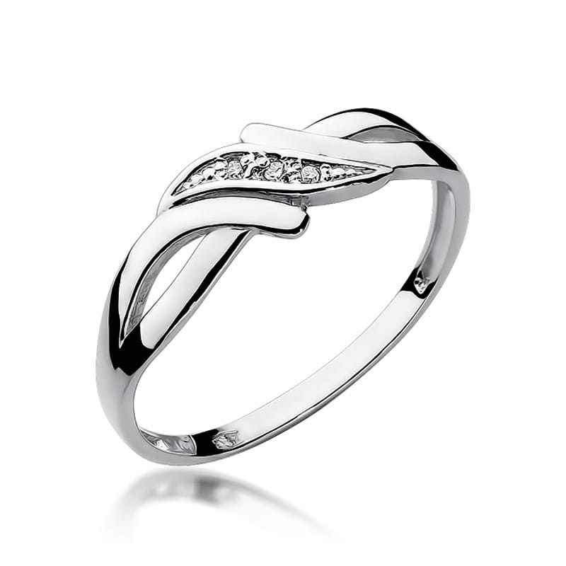 Pierścionek z diamentami białe złoto 1 Pierścionek W192 z diamentami białe złoto Jubiler Kraków BigDIAMOND