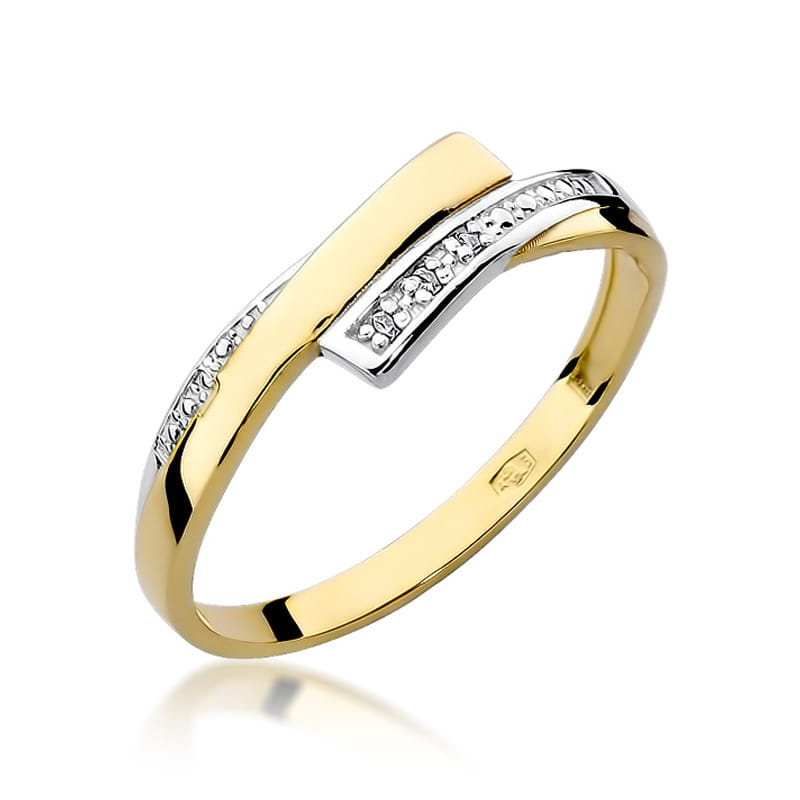 Pierścionek z diamentami żółte złoto 1 Pierścionek W196 z diamentami żółte złoto Jubiler Kraków BigDIAMOND