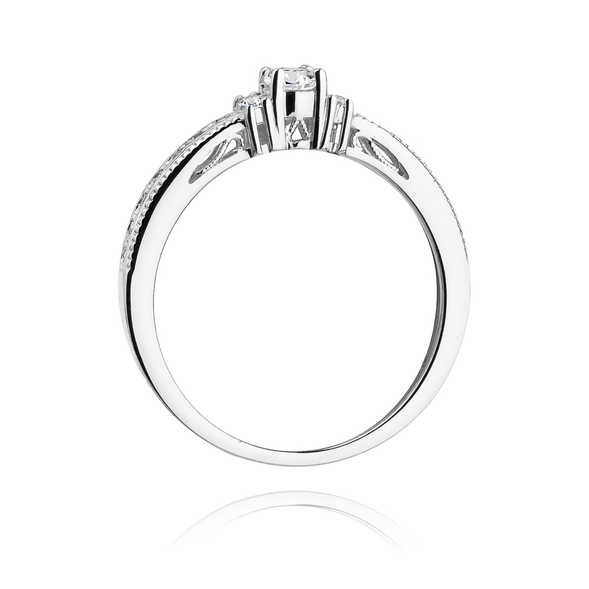 Pierścionek Diament 0,13ct białe złoto 3 Pierścionek Diament 0,13ct białe złoto - obrazek 3