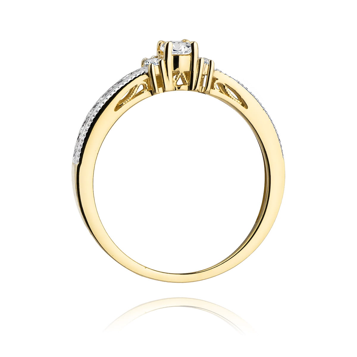 Pierścionek Diament 0,13ct żółte złoto 3 Pierścionek Diament 0,13ct żółte złoto - obrazek 3