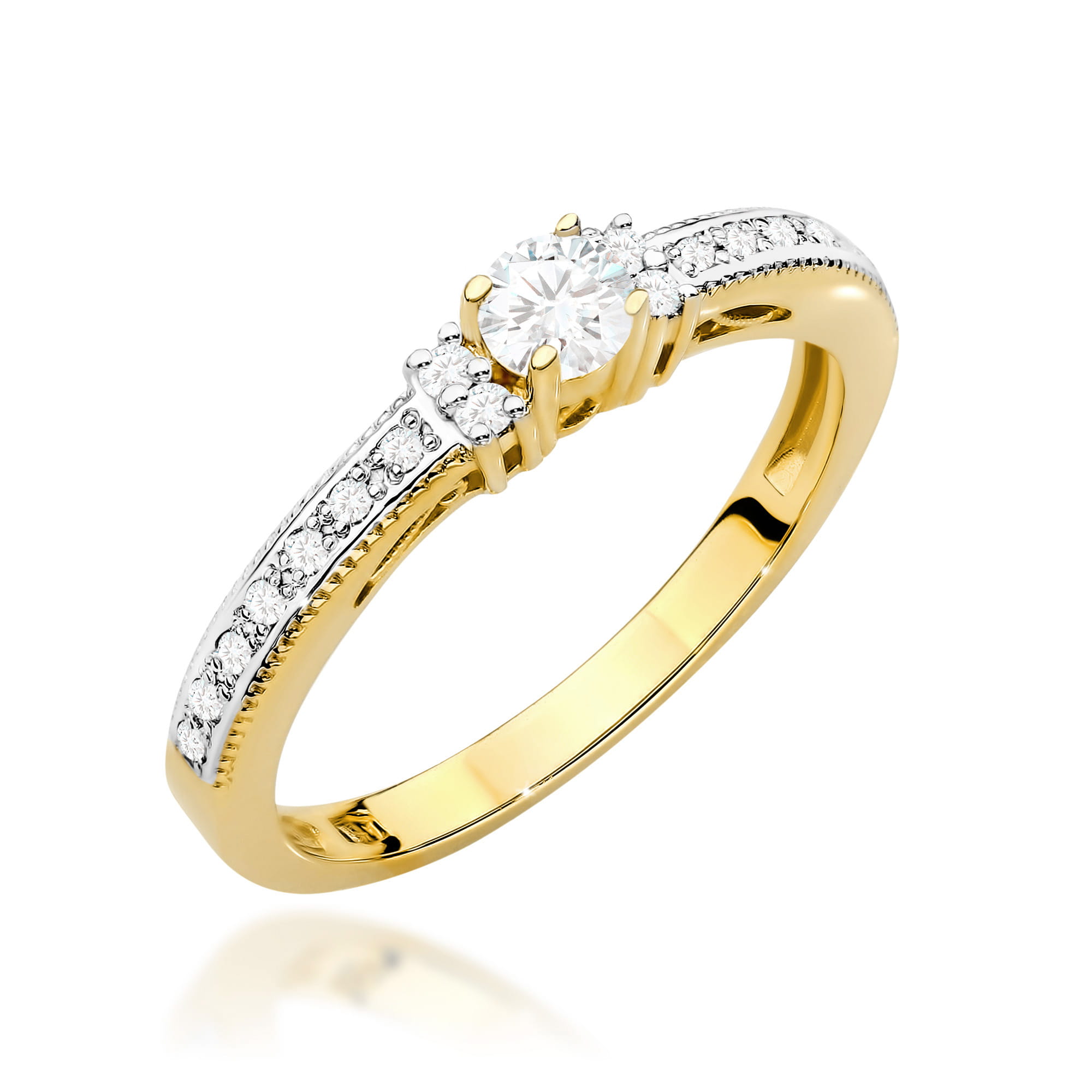 Pierścionek Diament 0,13ct żółte złoto 1 Pierścionek W201 Diament 0