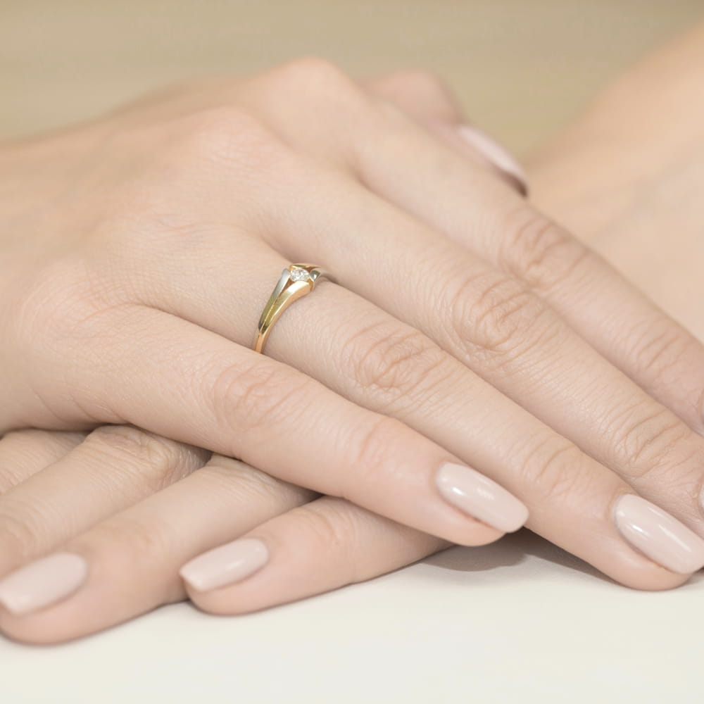 Pierścionek Diament 0,08ct żółte złoto 4 Pierścionek Diament 0,08ct żółte złoto - obrazek 4
