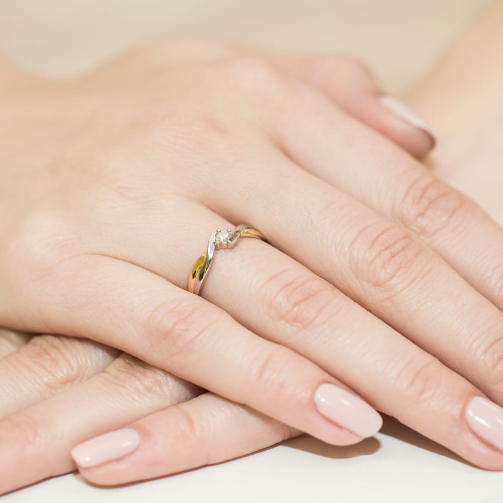 Pierścionek Diament 0,08ct żółte złoto 4 Pierścionek Diament 0,08ct żółte złoto - obrazek 4