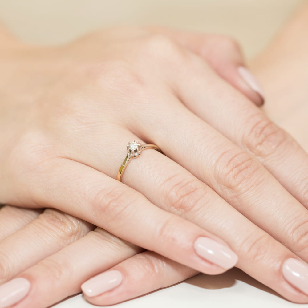 Pierścionek Diament 0,08ct żółte złoto 4 Pierścionek Diament 0,08ct żółte złoto - obrazek 4