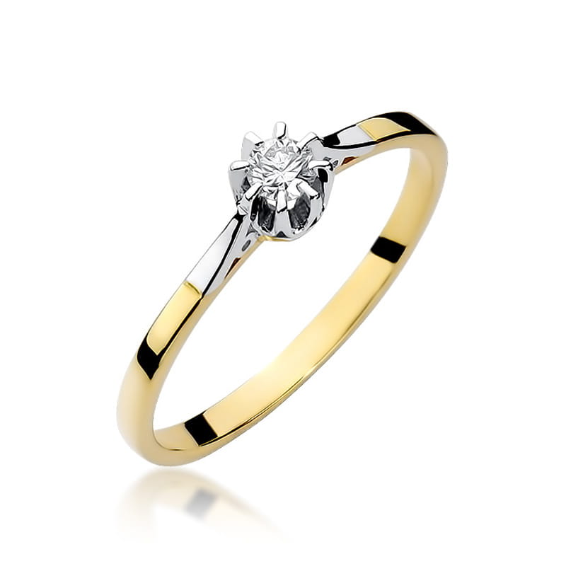 Pierścionek Diament 0,08ct żółte złoto 1 Pierścionek W209 Diament 0