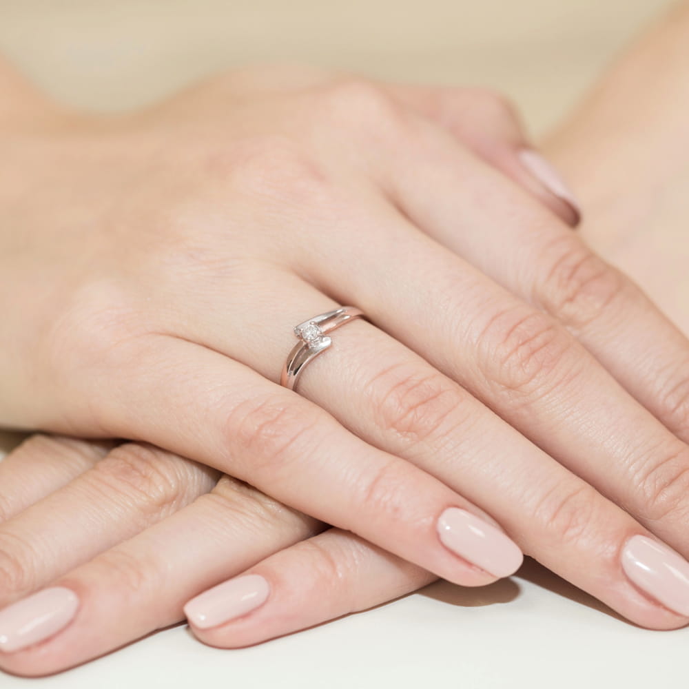 Pierścionek Diament 0,08ct różowe złoto 4 Pierścionek Diament 0,08ct różowe złoto - obrazek 4