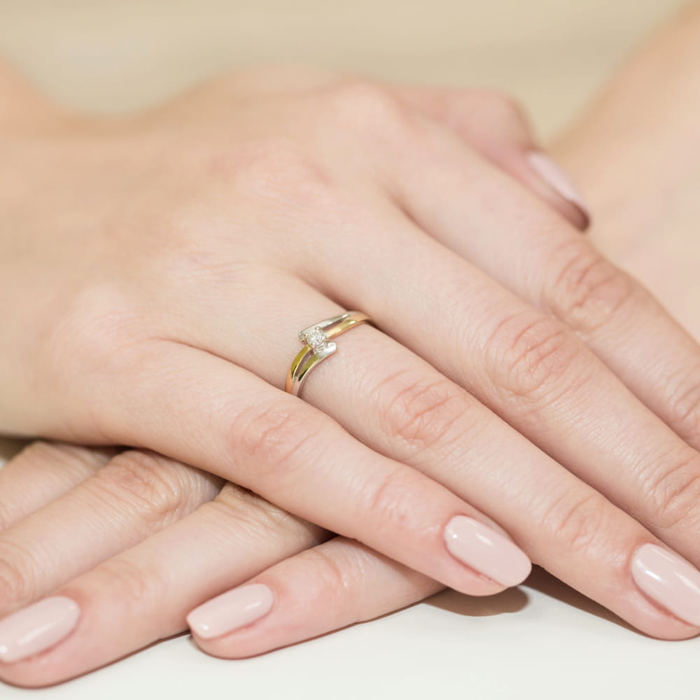 Pierścionek Diament 0,08ct żółte złoto 4 Pierścionek Diament 0,08ct żółte złoto - obrazek 4