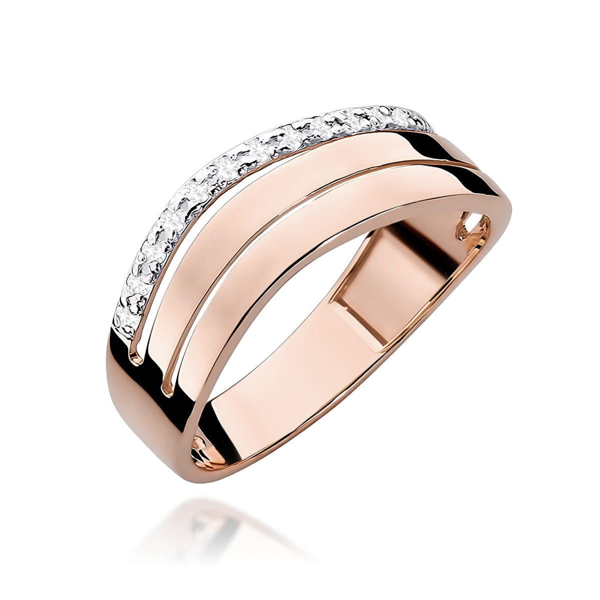 Pierścionek z diamentami różowe złoto 1 Pierścionek W214 z diamentami różowe złoto Jubiler Kraków BigDIAMOND