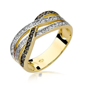 Pierścionek W215 z czarnymi diamentami żółte złoto Jubiler Kraków BigDIAMOND