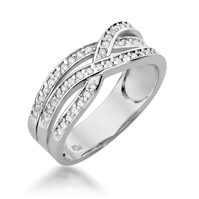 Pierścionek z diamentami białe złoto 1 Pierścionek W215 z diamentami białe złoto Jubiler Kraków BigDIAMOND