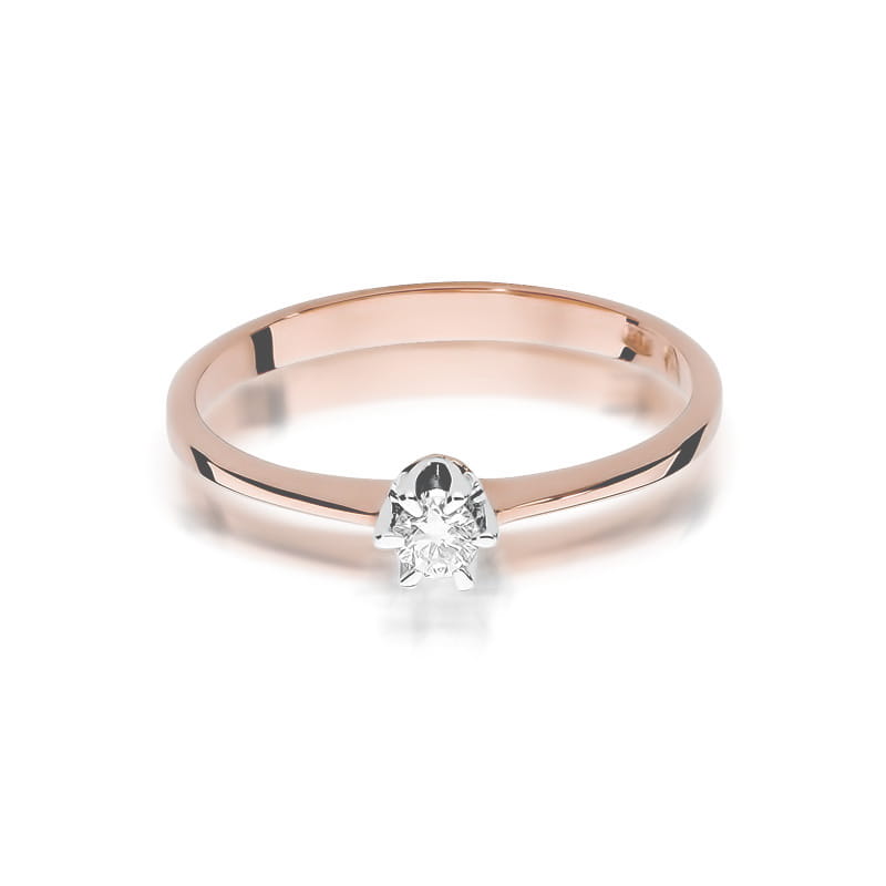 Pierścionek Diament 0,10ct różowe złoto 2 10ct różowe złoto Jubiler Kraków BigDIAMOND