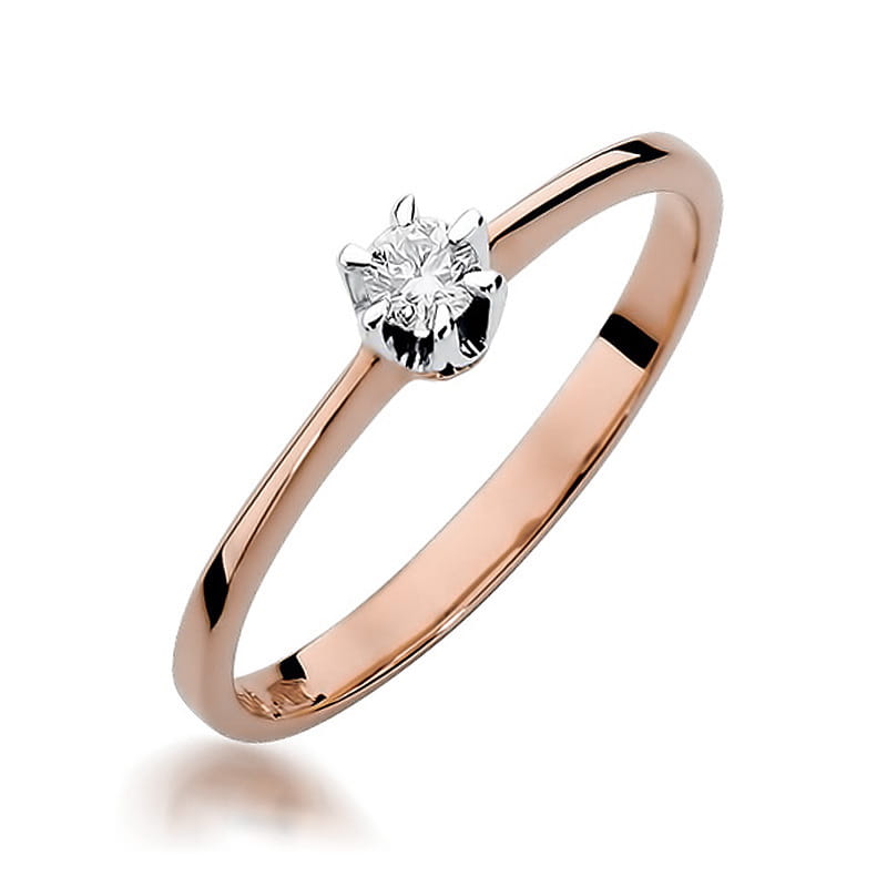 Pierścionek Diament 0,10ct różowe złoto 1 Pierścionek W220 Diament 0