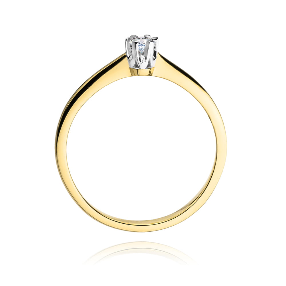 Pierścionek Diament 0,12ct żółte złoto 3 Pierścionek Diament 0,12ct żółte złoto - obrazek 3