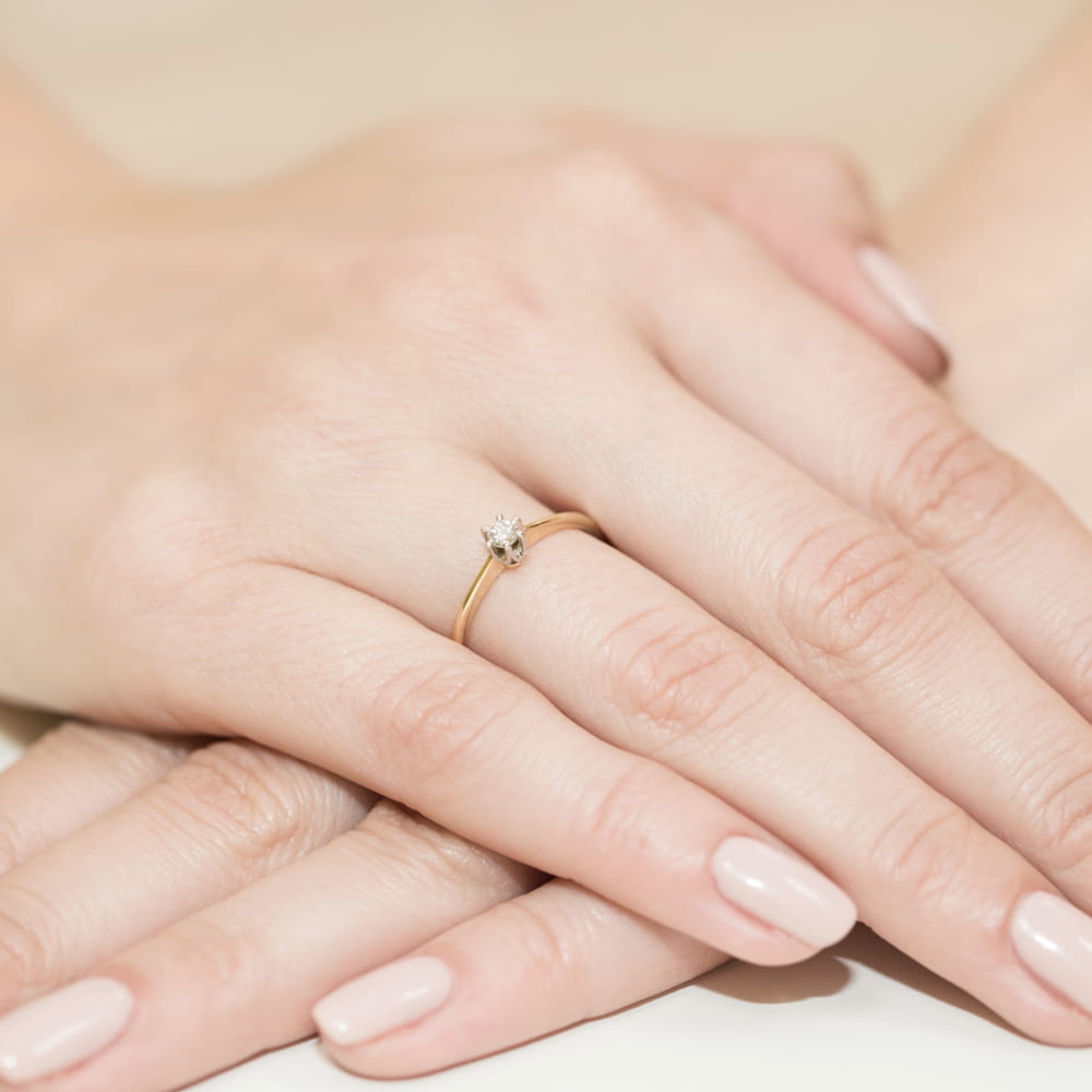 Pierścionek Diament 0,12ct żółte złoto 4 Pierścionek Diament 0,12ct żółte złoto - obrazek 4