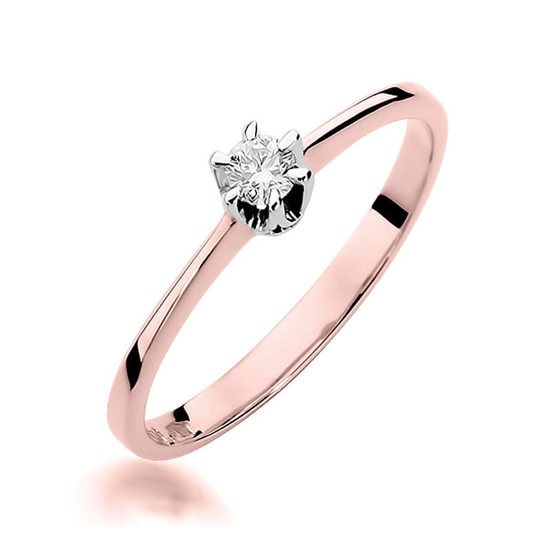 Pierścionek Diament 0,15ct różowe złoto 1 Pierścionek W220 Diament 0