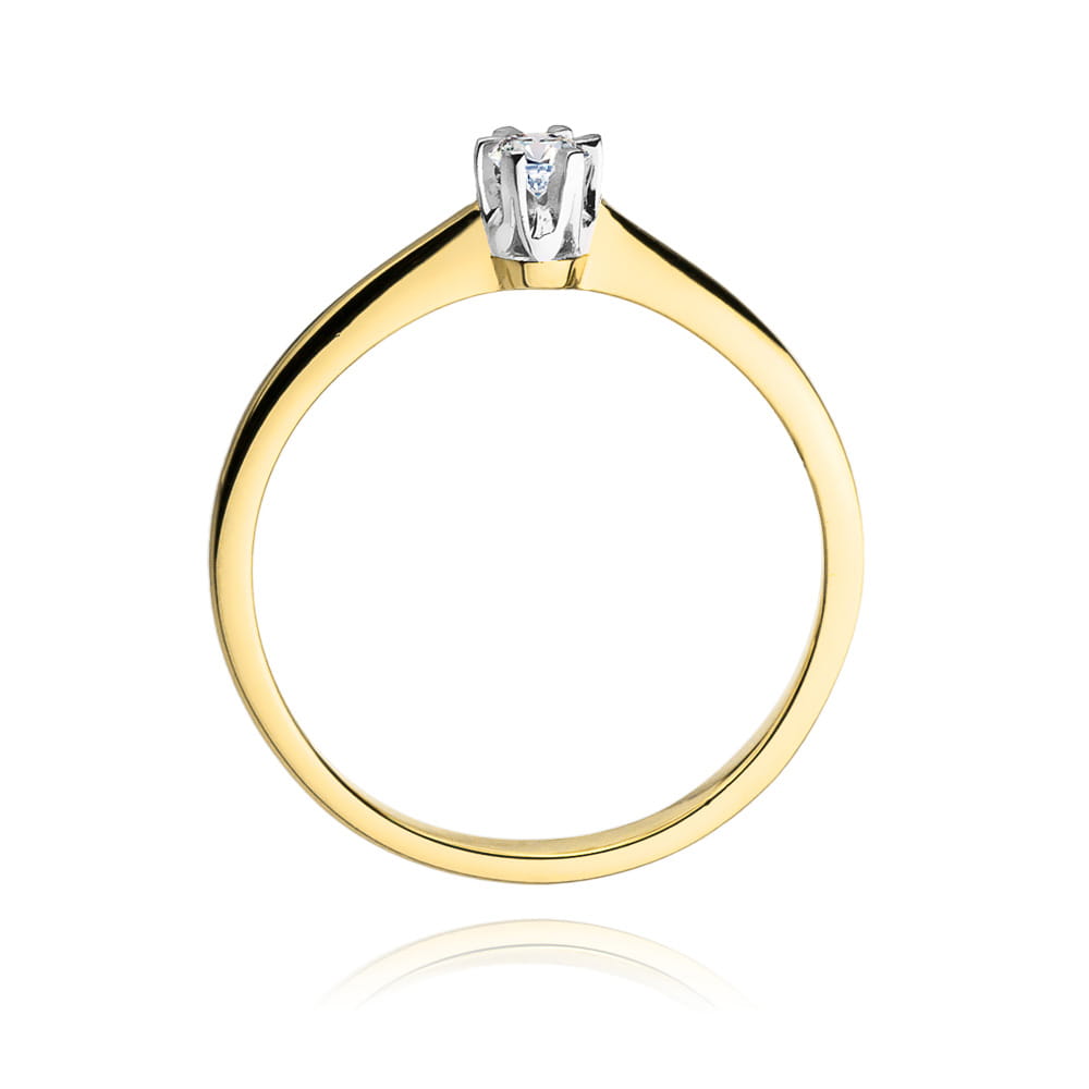 Pierścionek Diament 0,15ct żółte złoto 3 Pierścionek Diament 0,15ct żółte złoto - obrazek 3