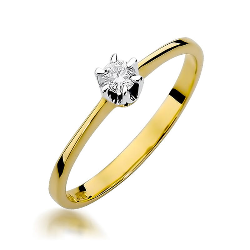 Pierścionek Diament 0,15ct żółte złoto 1 Pierścionek W220 Diament 0