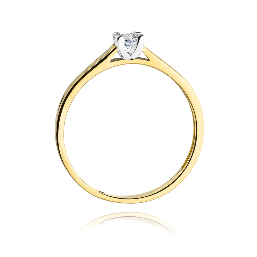 Pierścionek Diament 0,08ct żółte złoto 3 Pierścionek Diament 0,08ct żółte złoto - obrazek 3