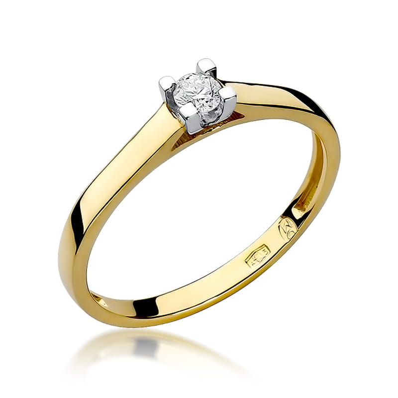 Pierścionek Diament 0,08ct żółte złoto 1 Pierścionek W221 Diament 0