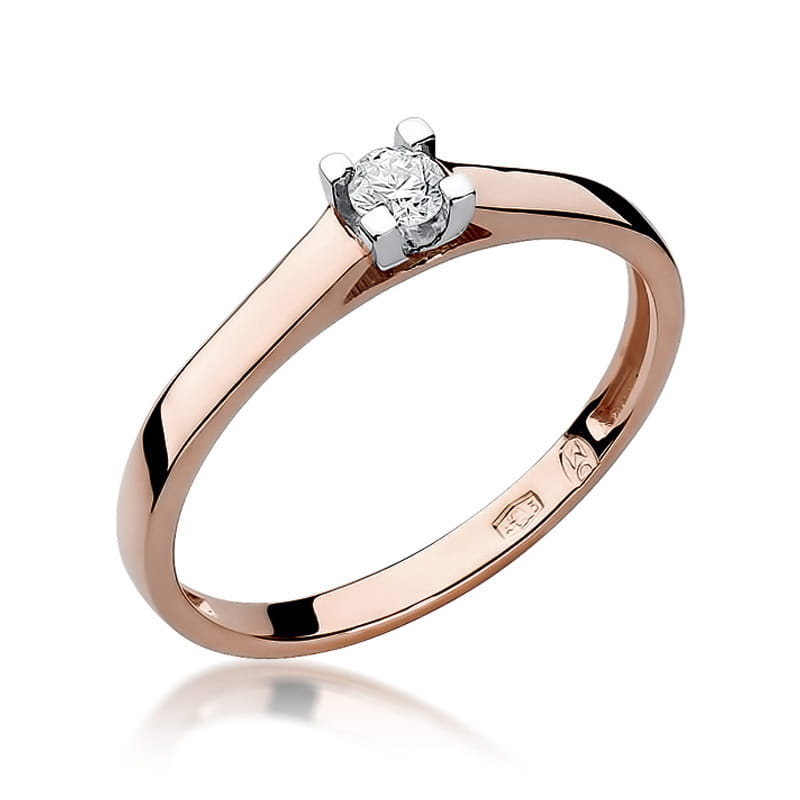 Pierścionek Diament 0,10ct różowe złoto 1 Pierścionek W221 Diament 0