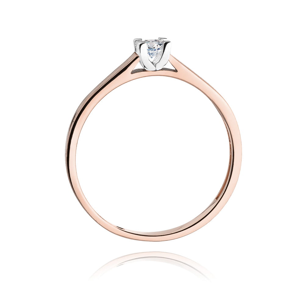 Pierścionek Diament 0,12ct różowe złoto 3 Pierścionek Diament 0,12ct różowe złoto - obrazek 3