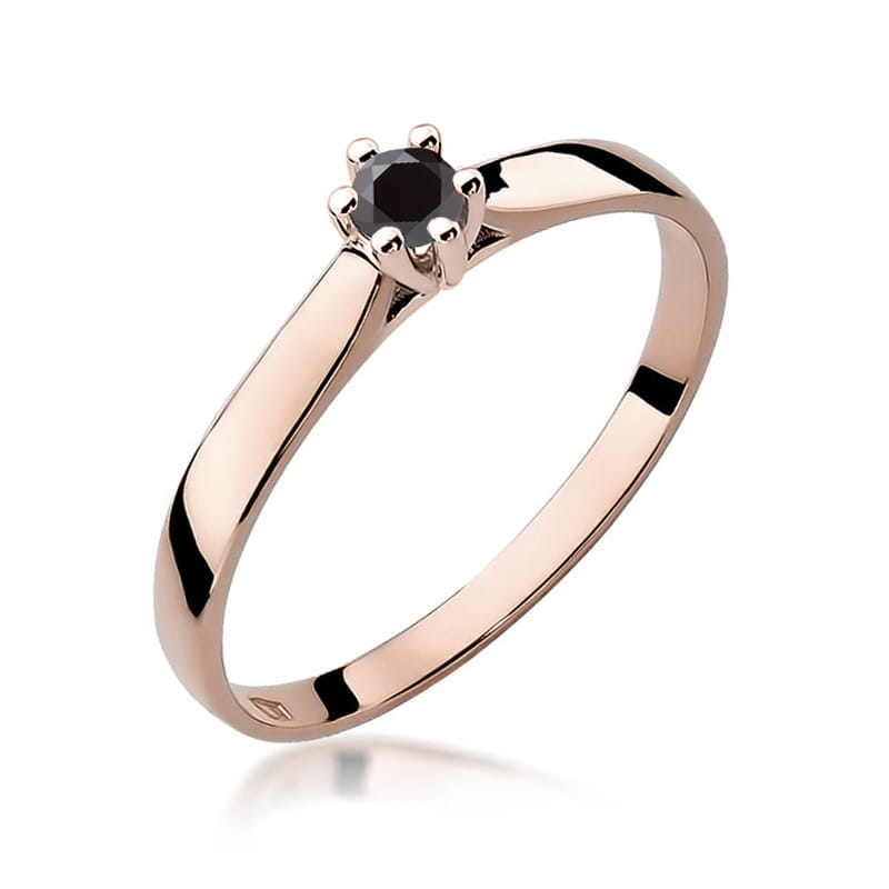 Pierścionek Czarny Diament 0,12ct różowe złoto 1 Pierścionek W222 Czarny Diament 0