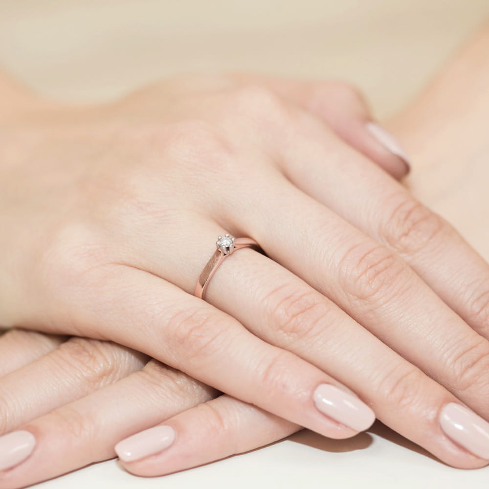 Pierścionek Diament 0,08ct różowe złoto 4 Pierścionek Diament 0,08ct różowe złoto - obrazek 4