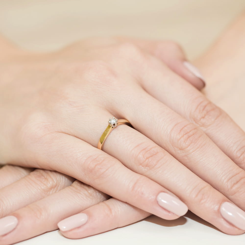Pierścionek Diament 0,08ct żółte złoto 4 Pierścionek Diament 0,08ct żółte złoto - obrazek 4