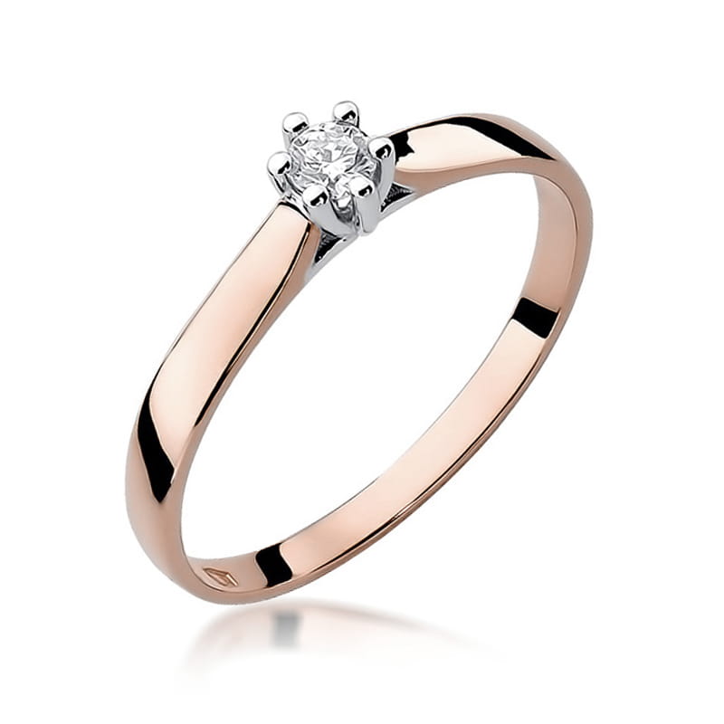 Pierścionek Diament 0,10ct różowe złoto 1 Pierścionek W222 Diament 0