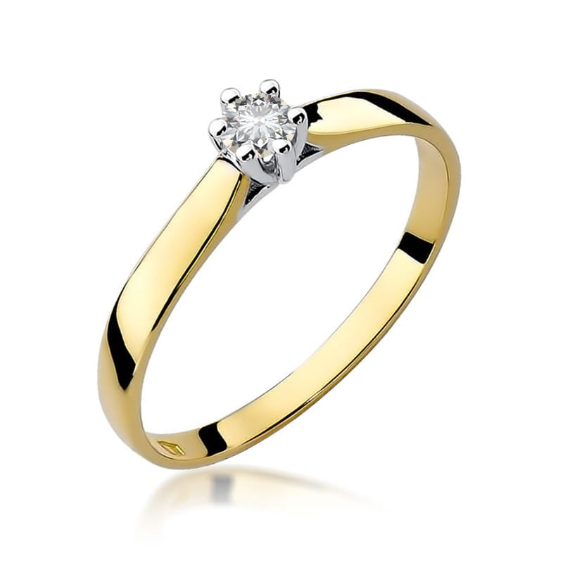 Pierścionek Diament 0,12ct żółte złoto 1 Pierścionek W222 Diament 0