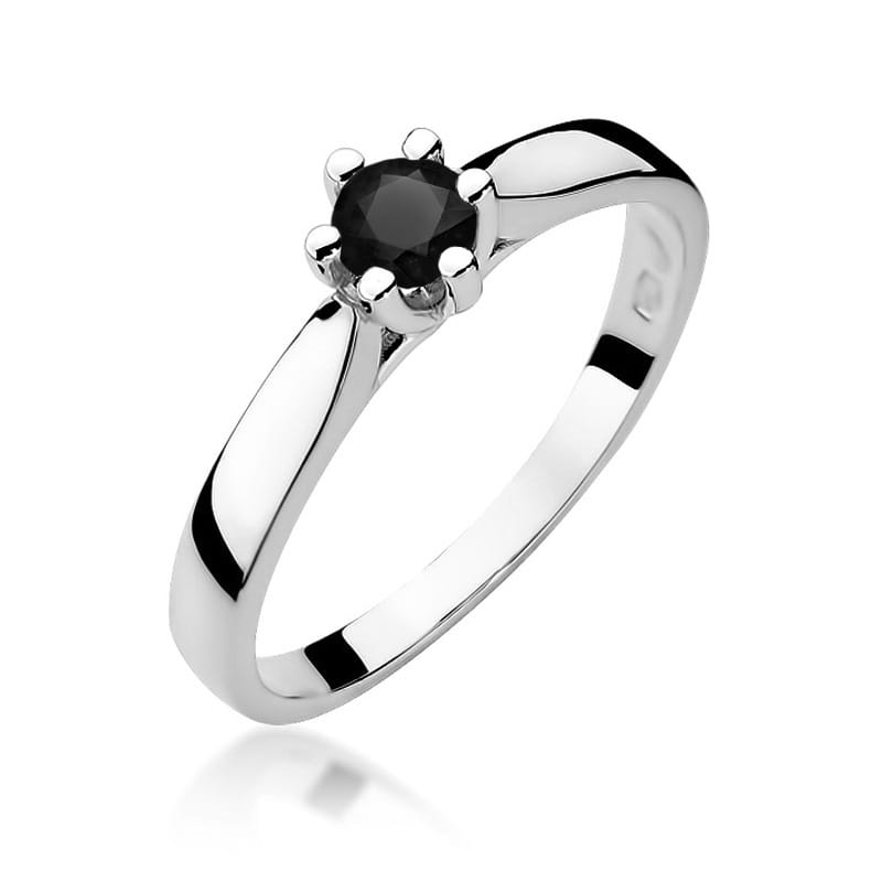 Pierścionek Czarny Diament 0,30ct białe złoto 1 Pierścionek W222B Czarny Diament 0