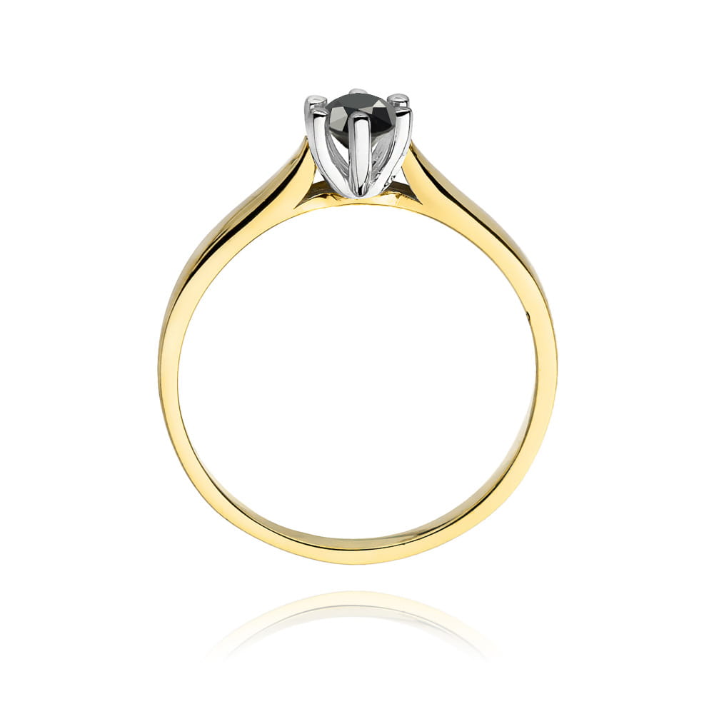 Pierścionek Czarny Diament 0,30ct żółte złoto 3 Pierścionek Czarny Diament 0,30ct żółte złoto - obrazek 3