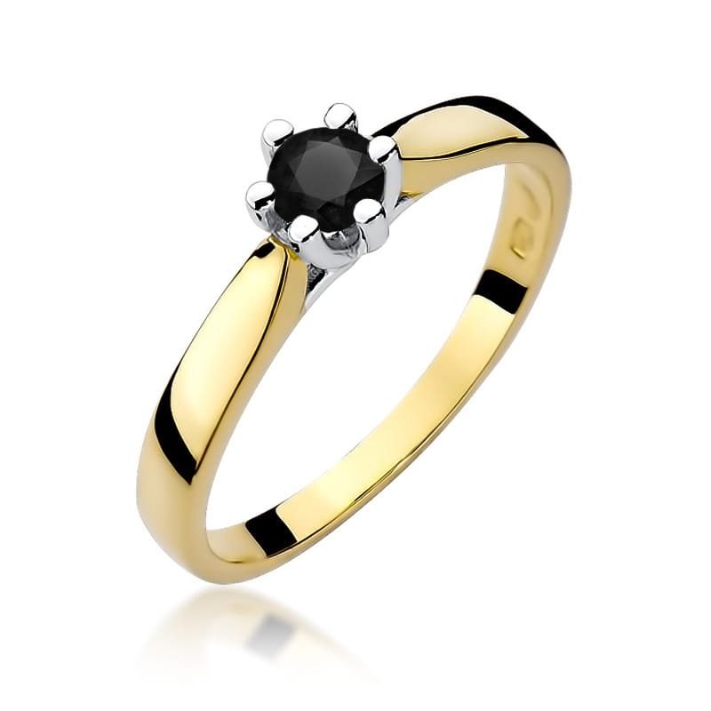 Pierścionek Czarny Diament 0,30ct żółte złoto 1 Pierścionek W222B Czarny Diament 0