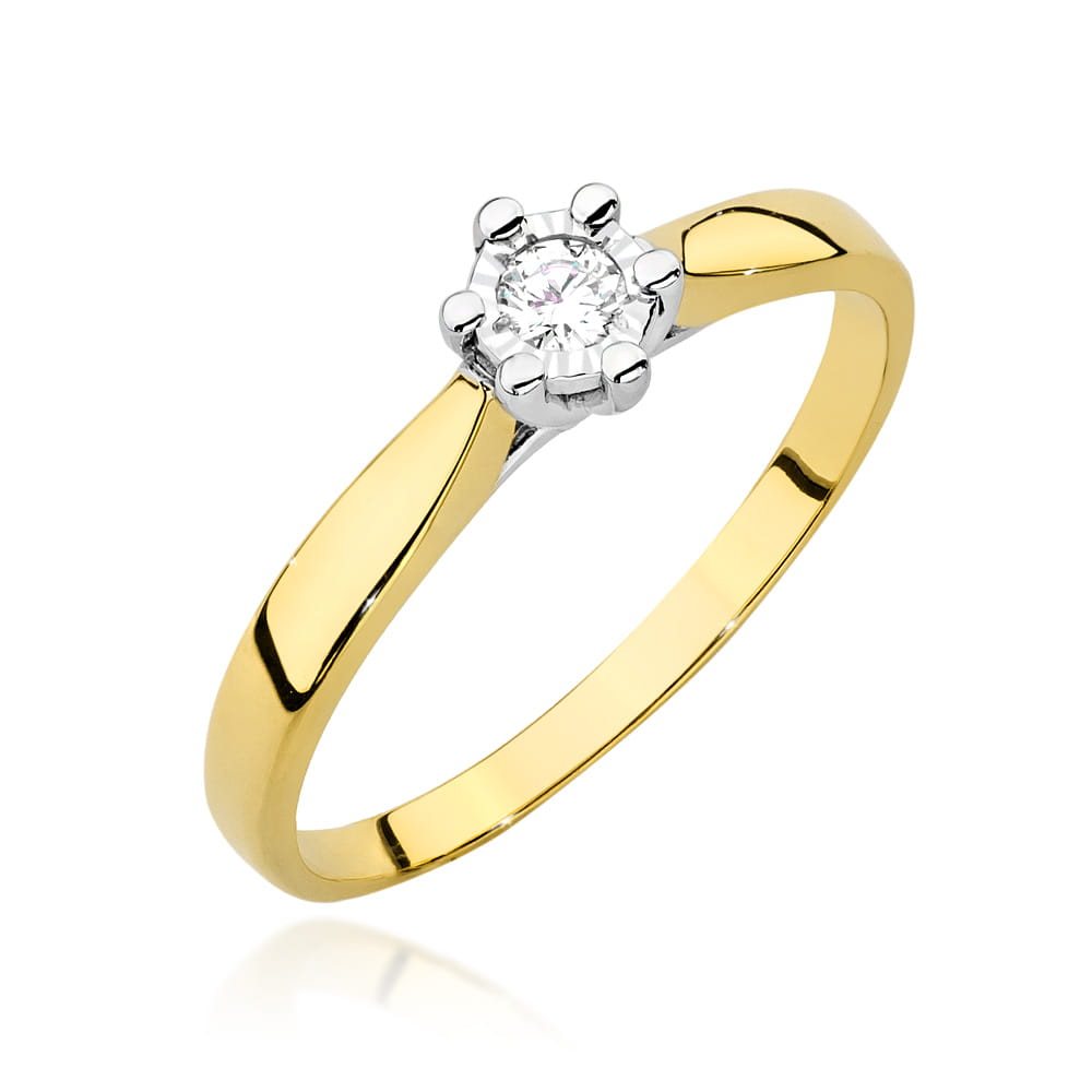 Pierścionek W222BT Diament 0,08ct żółte złoto 1 Pierścionek W222BT Diament 0