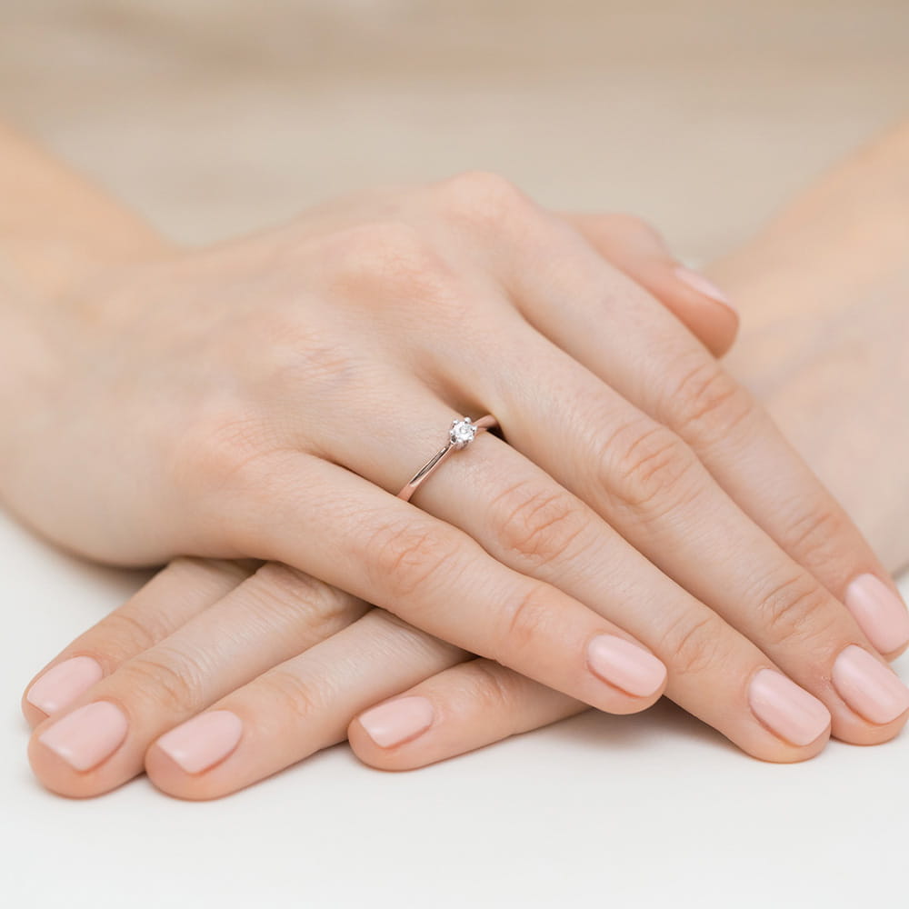 Pierścionek Diament 0,01ct różowe złoto 4 Pierścionek Diament 0,01ct różowe złoto - obrazek 4