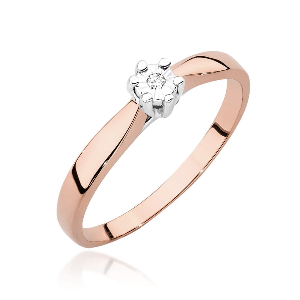 Pierścionek Diament 0,01ct różowe złoto 1 Pierścionek W222T Diament 0