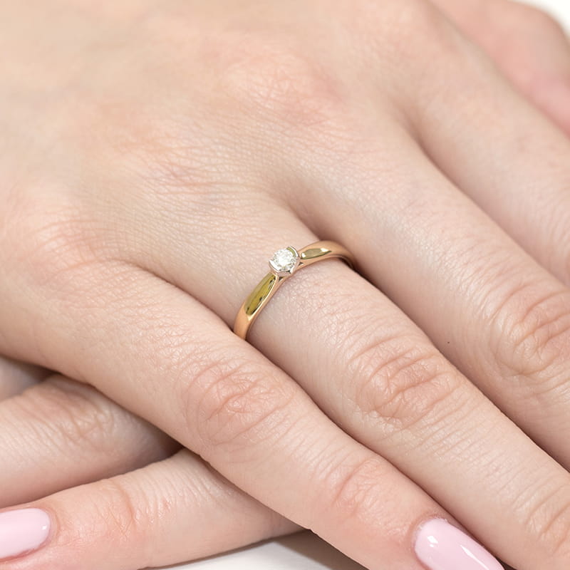 Pierścionek Diament 0,10ct żółte złoto 4 Pierścionek Diament 0,10ct żółte złoto - obrazek 4