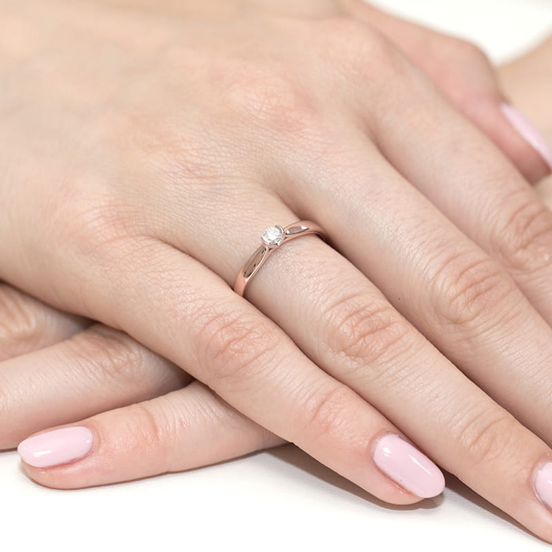 Pierścionek Diament 0,25ct różowe złoto 4 Pierścionek Diament 0,25ct różowe złoto - obrazek 4