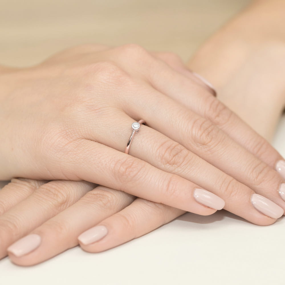 Pierścionek Diament 0,08ct różowe złoto 4 Pierścionek Diament 0,08ct różowe złoto - obrazek 4