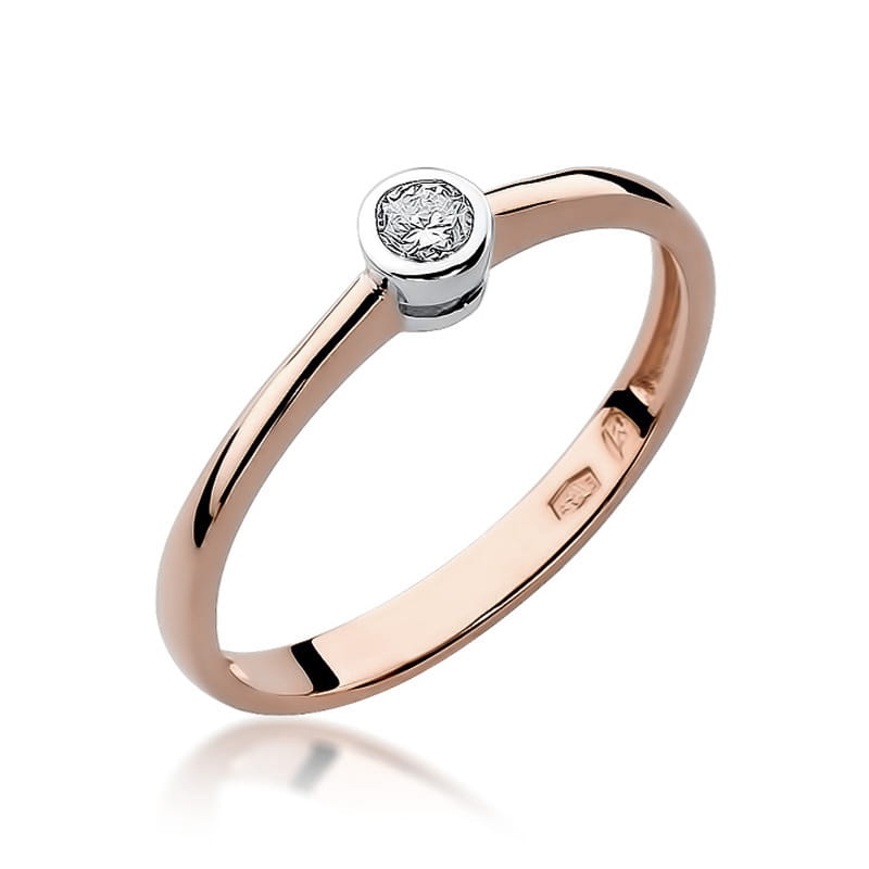 Pierścionek Diament 0,08ct różowe złoto 1 Pierścionek W224 Diament 0