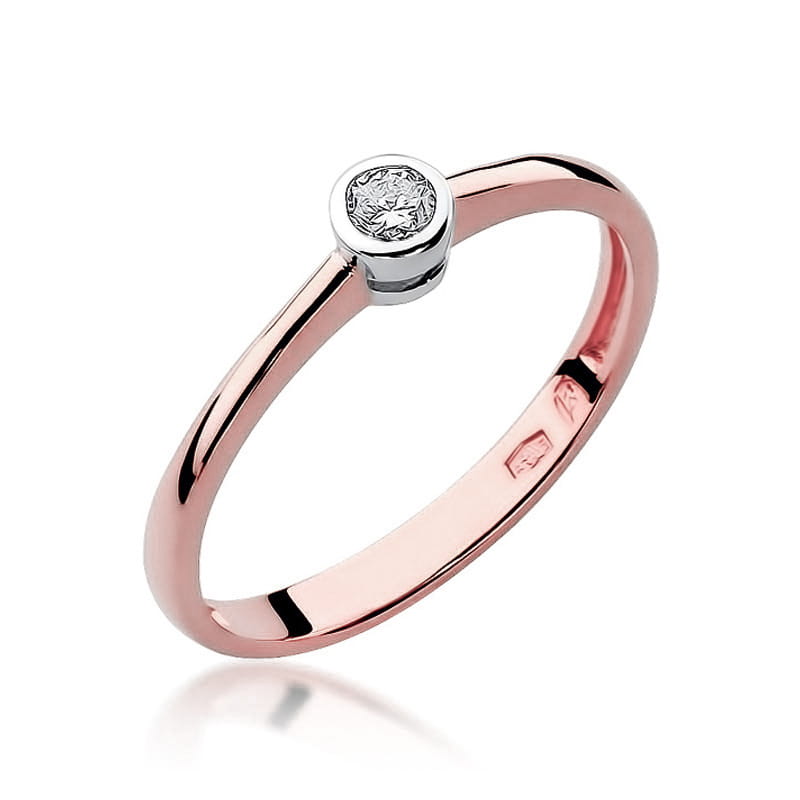 Pierścionek Diament 0,10ct różowe złoto 1 Pierścionek W224 Diament 0