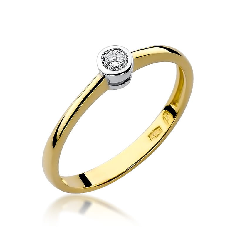 Pierścionek Diament 0,10ct żółte złoto 1 Pierścionek W224 Diament 0