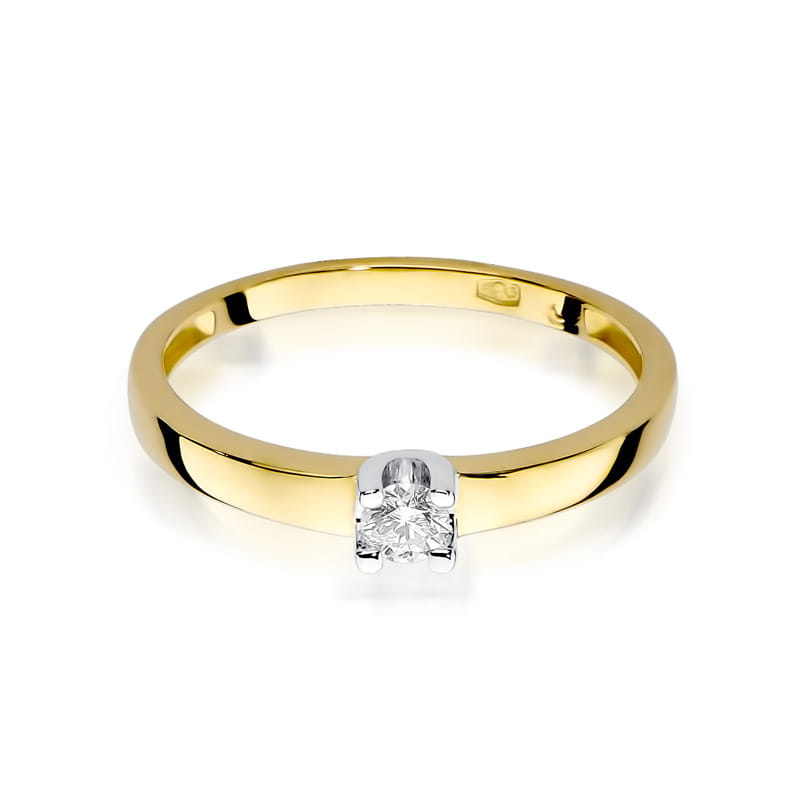 Pierścionek Diament 0,10ct żółte złoto 2 10ct żółte złoto Jubiler Kraków BigDIAMOND