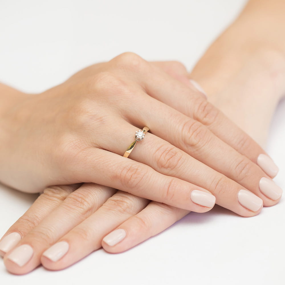 Pierścionek Diament 0,20ct żółte złoto 4 Pierścionek Diament 0,20ct żółte złoto - obrazek 4