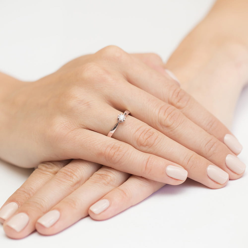 Pierścionek Diament 0,25ct różowe złoto 4 Pierścionek Diament 0,25ct różowe złoto - obrazek 4