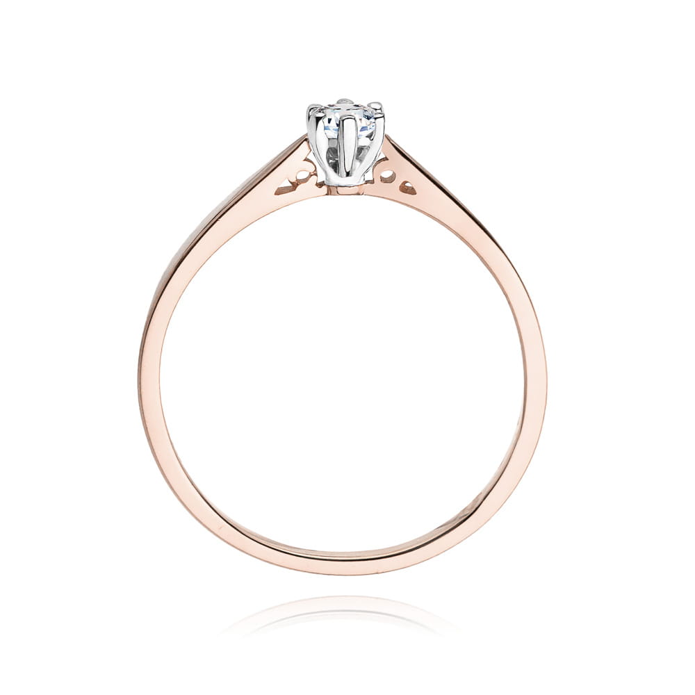 Pierścionek Diament 0,08ct różowe złoto 3 Pierścionek Diament 0,08ct różowe złoto - obrazek 3